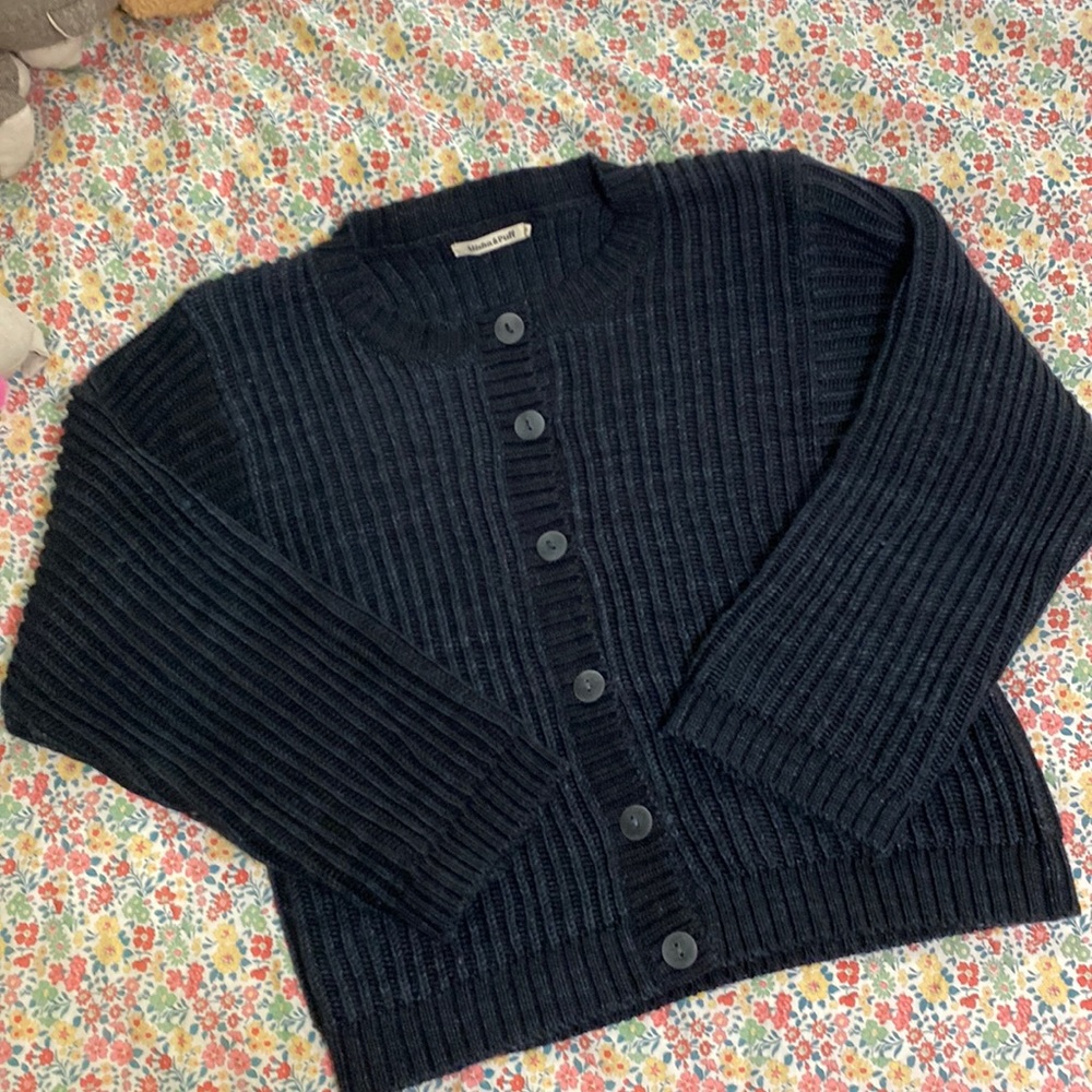 Misha And Puff Black Ribbed Cardigan